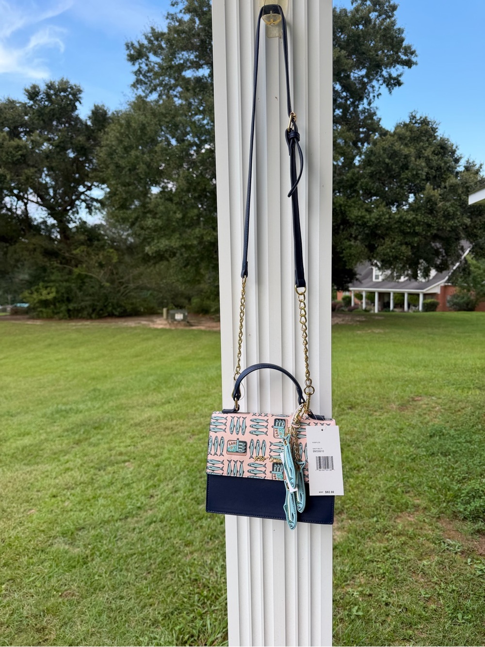 Betsey Johnson Sardine Mini Satchel w/ Crossbody Strap & Sardines Fish Bag Charm
